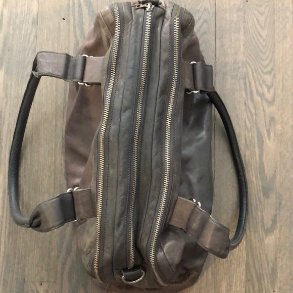 Medium-sized grey leather Rudsak shoulder bag - Picture 1 of 5